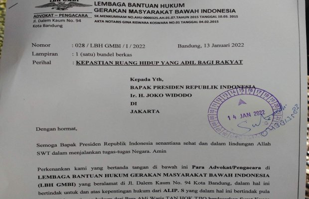 Foto: Surat LSM GMBI kepada Presiden