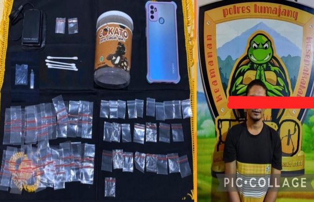 Foto :  barang bukti dan tersangka  