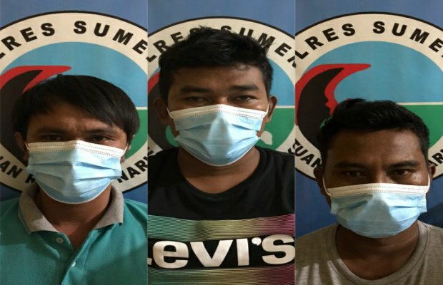 Foto: Tiga tersangka narkoba yang berhasil diamankan Polisi
