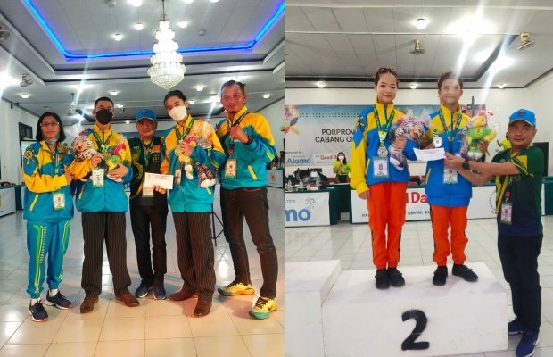 Foto : Atlet Dance Sport bersama Ketua KONI Bangkalan, Moch Fauzan Ja'far saat menerima medali