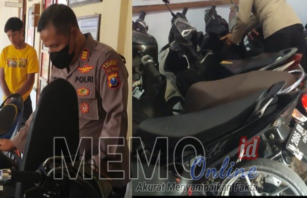 Foto : Kapolsek Sampang AKP Tomo saat memeriksa sepeda motor  hasil tangkapan balap liar