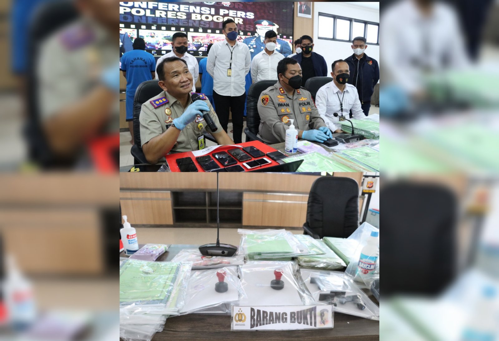 Foto: Kapolres Bogor, beserta barang bukti 
