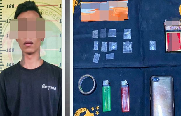 Foto : tersangka 'S' dan barang bukti yang disita