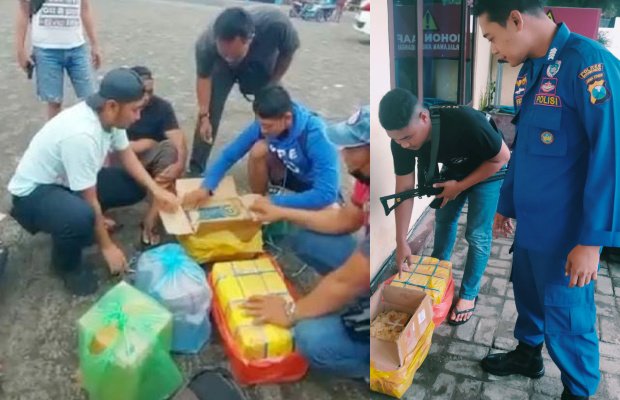 Foto: Petugas saat mengamankan residivis detonator bahan bom ikan