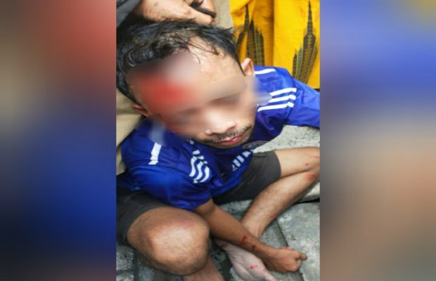 Foto: pelaku Wahyu saat diamankan warga di Lokasi kejadian perkara TKP 