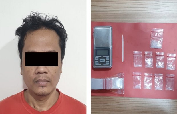 foto: tersangka DH beserta barang buktinya saat diamankan petugas kepolisian 