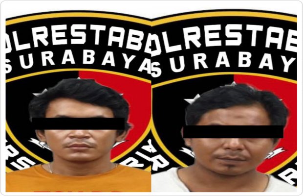 Foto: dua pelaku pembobolan toko yang sudah diamanakan Polrestabes Surabaya 