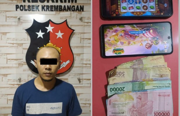 Foto: Tersangka dan barang buktinya saat berada di Polsek Krembangan Surabaya