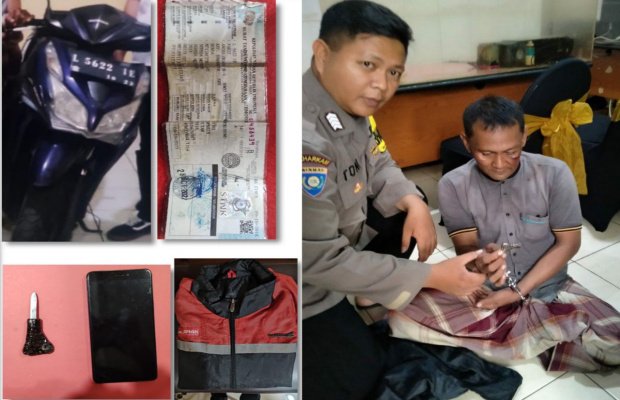Foto: Pelaku saat diintrograsi di ruang Penyidik Reskrim Polsek Semampir Surabaya 