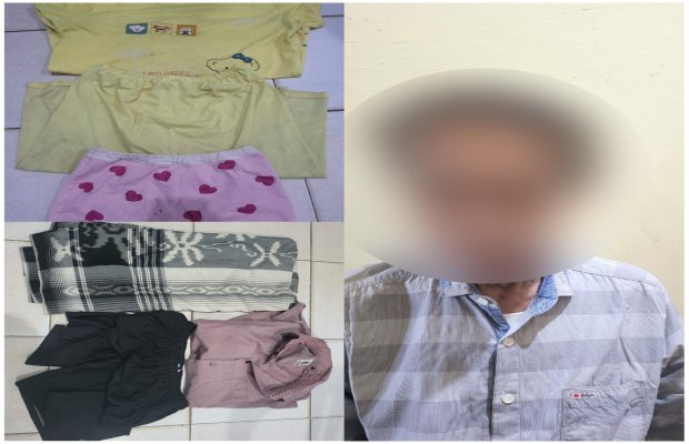 Foto: Pelaku dan barang bukti kasus pencabulan di Pulau Kangean saat diamankan Polres Sumenep