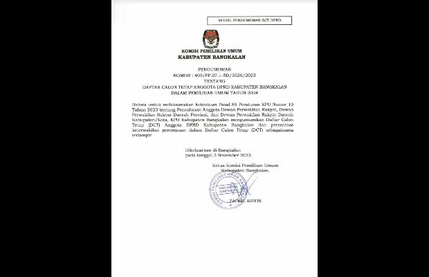 Foto : Pengumuman
