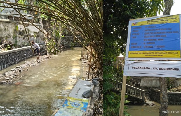 Foto:  Kondisi proyek rehabilitasi jaringan irigasi bagian depan 