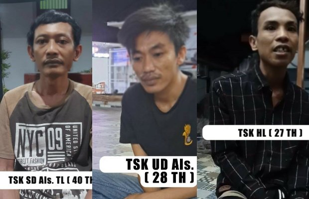 Foto : Tersangka HL (27 th), UD alias PN (28 th), SD alias TL (40 th) Diamankan