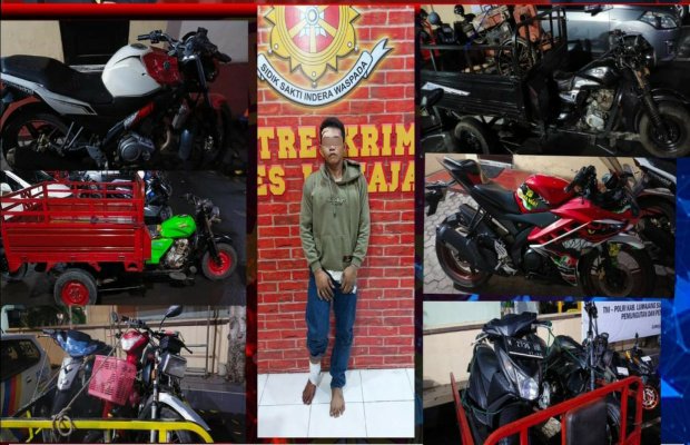 Foto : Tersangka AW san sejumlah barang bukti