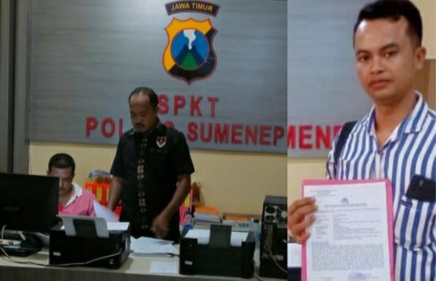 Foto: Owner president cafe A. Rafik saat melaporkan EO group music Lapaste ke Polisi 