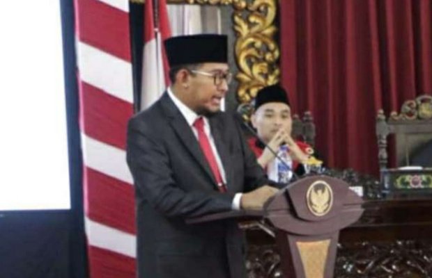 Foto: Bupati Sumenep Achmad Fauzi Wongsojudo, Saat Memberikan Sambutan Di Acara Pelantikan Anggota DPRD Sumenep Periode 2024-2029
