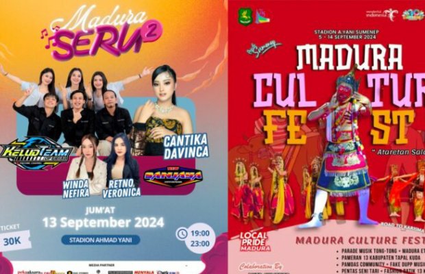Foto: Flayer Madura Seru 2 dengan Tiket 30K (Kiri), dan Flayer Madura Culture Fest 2.
