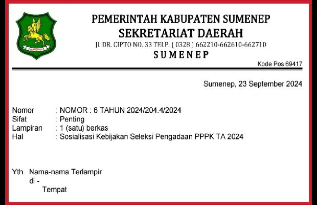 Foto: Pengumuman Sosialisasi Persiapan Seleksi PPPK 2024 
