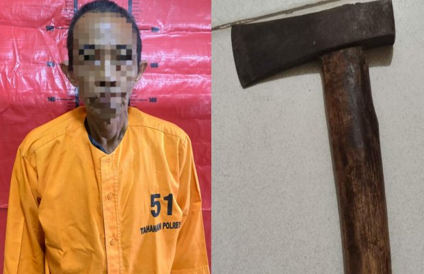 Foto: Tersangka penganiayaan dengan kapak