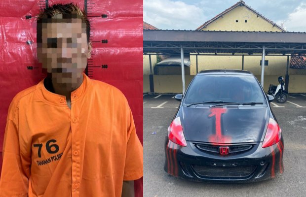 Foto: Pelaku pencurian mobil dan barang bukti