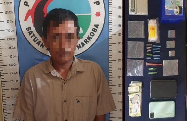 Foto: Tersangka Bandar Narkoba asal Batang-Batang dengan barang bukti