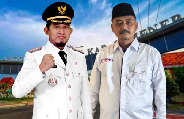 Foto: Bupati Sumenep Dr. H. Achmad Fauzi Wongsojudo, SH., MH (Kiri), Bersama Samauddin Bidang Verifikasi, penegakan, dan penindakan keanggotaan SMSI (Kanan).