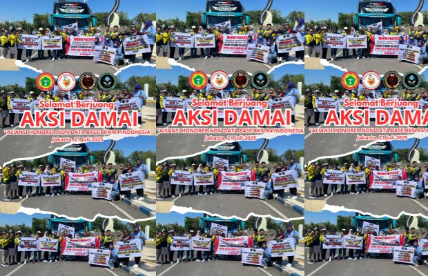 Foto: Ratusan tenaga honorer saat ikut demo ke Jakarta 