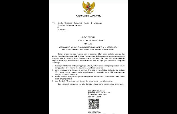 Foto: Surat Edaran Pemkab Lumajang