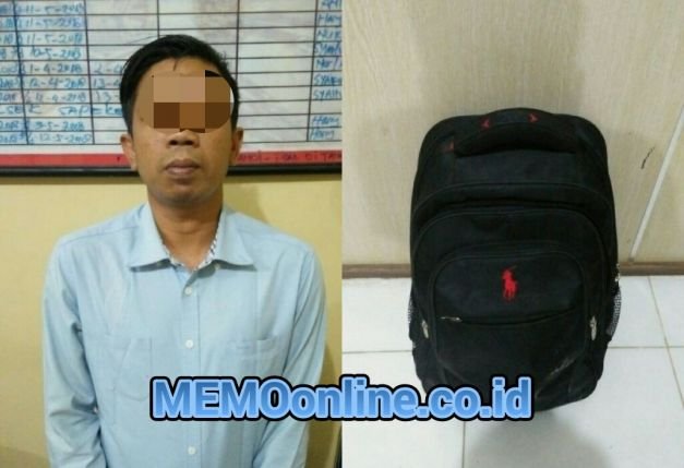 Foto : Tersangka dan Tas ransel miliknya