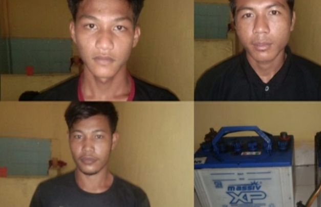Foto: tiga pemuda yang diamankan gegara curi aki mobil