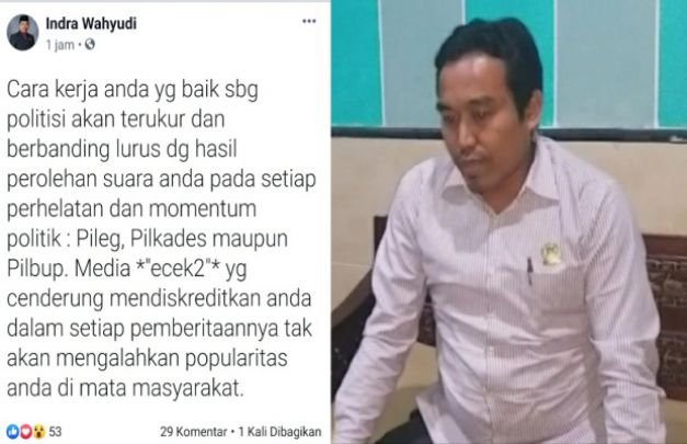 Foto: Indra Wahyudi berikut status nyinyirnya di medsos