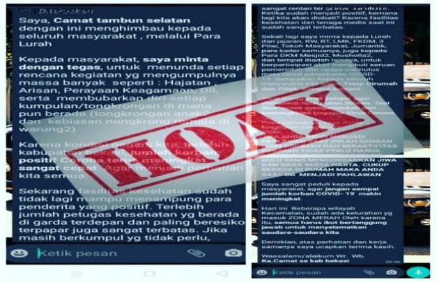 Foto : Screenshot sebaran pesan berantai