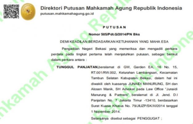 Foto: Gambar Ilustrasi Screenshot Keputusan MA