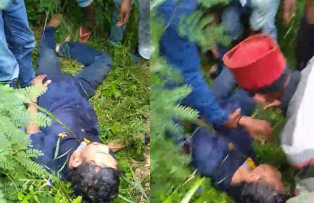 Foto : Korban perampokan (penumpang mobil box)  ditemukan warga sekitar
