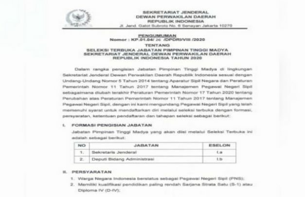 Foto : Pengumuman seleksi jabatan