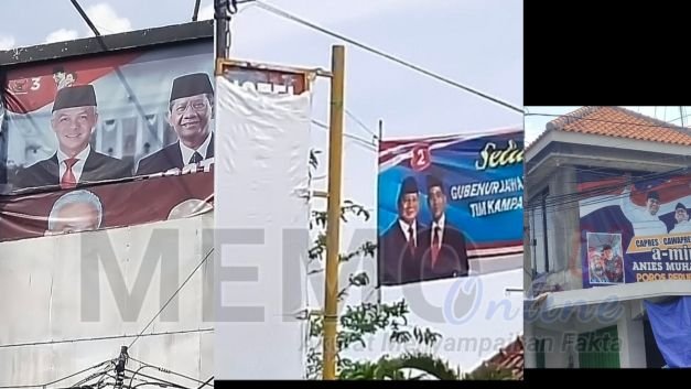 Foto : Banner ketiga Capres Cawapres masih bertengger di kabupaten Sampang 