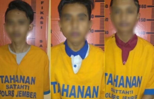 Foto: Tiga pelaku pencurian sepeda motor di Jember