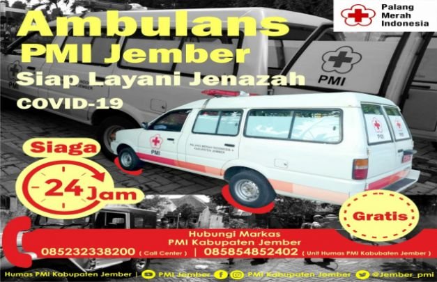 Foto: mobil Layanan Penjemputan Secara Gratis, Ambulans PMI Jember