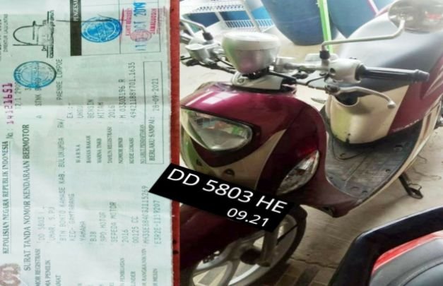 Foto: BB Motor dan STNK yang dirampas begal