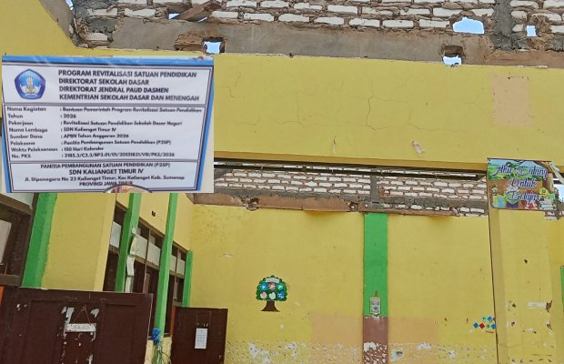 Foto: Persoalan dugaan ketidaksesuaian pelaksanaan program revitalisasi di SDN Kalianget Timur IV, Desa Kalianget Timur, Kecamatan Kalianget, Kabupaten Sumenep