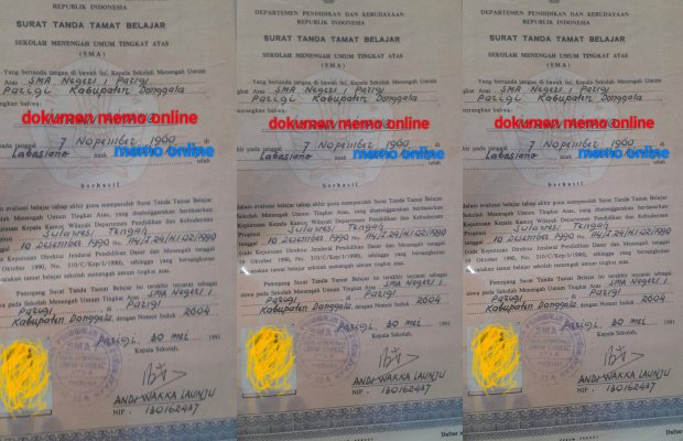 Foto: Dukomen Ijazah Anggota DPRD Parimo Dapil 1 Inisial 'I'