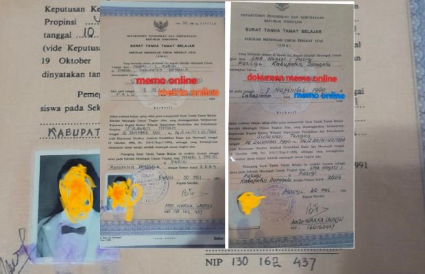 Foto: Perbandingan 2 ijazah dan tahun kelulusan