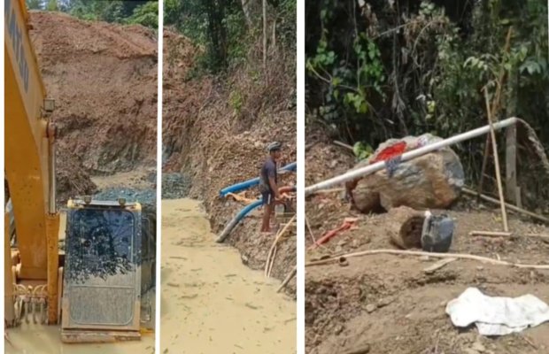 Foto: lokasi pertambangan yang diduga milik pemodal J, sedang beraktivitas dengan unit alat berat